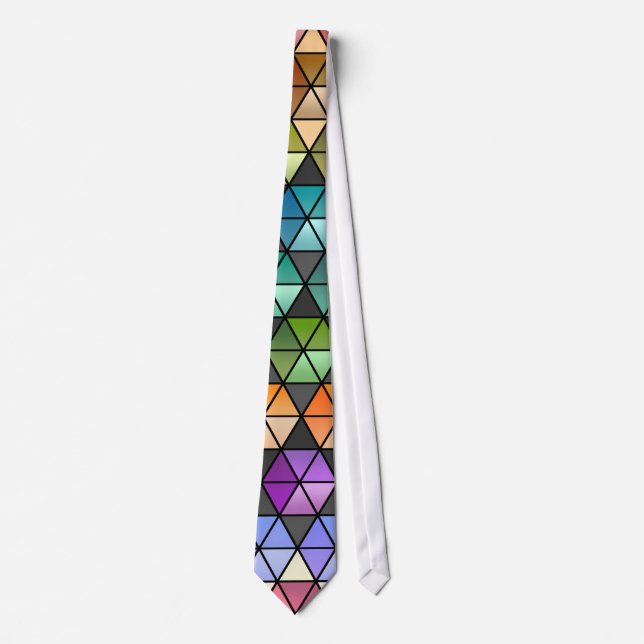 Hexagon Quilt (Warm Rainbow) Neck Tie (Front)