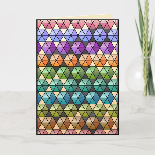 Hexagon Quilt Warm Rainbow _ Personalized Birthday Card