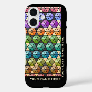 Hexagon Quilt Warm Rainbow (Personalized) iPhone 16 Case