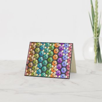 Hexagon Quilt Warm Rainbow (thank You) Thank You Card by ShopTheWriteStuff at Zazzle