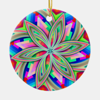 Hexagon Rainbow Flower Ceramic Ornament