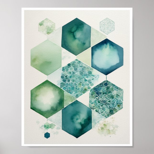 Hexagon shape geometric patterns honeycomb Art  Poster (Front)