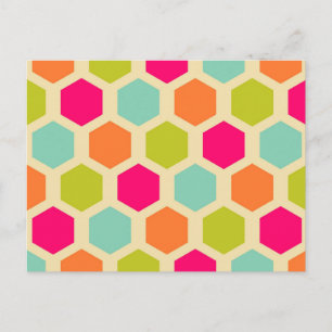 Hexagon Shapes in Vintage Colors Pattern Postcard