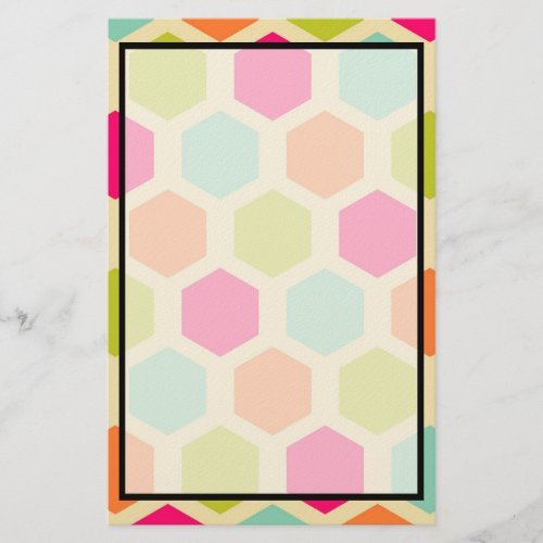 Hexagon Shapes in Vintage Colors Pattern Stationery