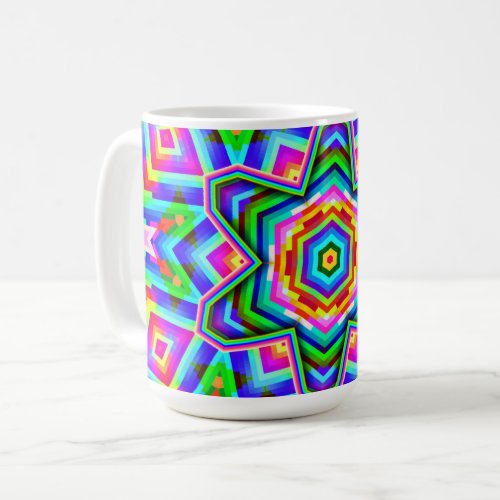 Hexagon Snowflake Cosmic Computer Art Coffee Mug