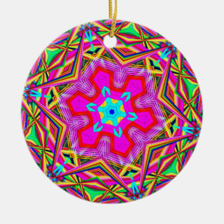 Hexagon snowflake kaleidoscope ceramic ornament