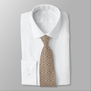 hexagon triangle brown and beige graphic design neck tie