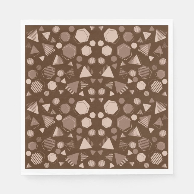 Hexagon & Triangle Pink & Brown on Brown Pattern  Napkins (Front)