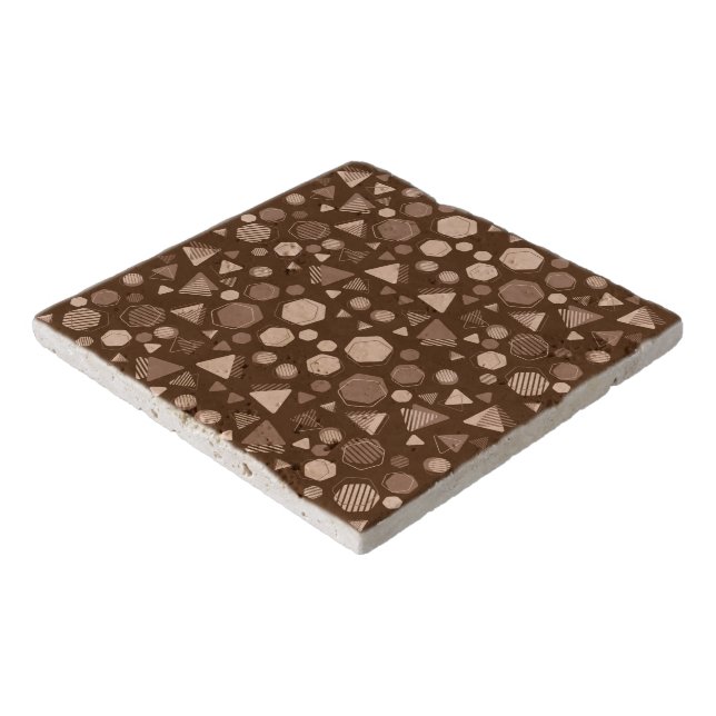 Hexagon & Triangle Pink & Brown on Brown Pattern  Trivet (Corner)