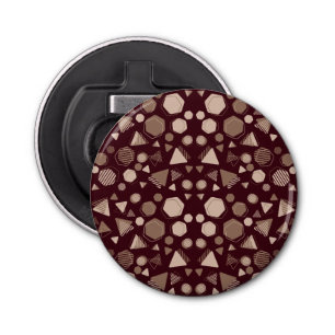 Hexagon & Triangle Pink & Brown on Maroon Pattern Bottle Opener
