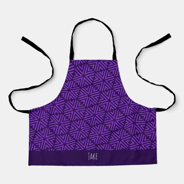 Hexagon Violet Black Minimal Pattern Apron (Front)