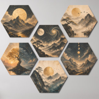 hexagon wall art wood photo tile