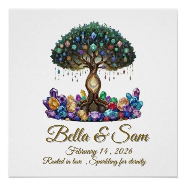 Hexagon wedding invitation coaster poster (Front)