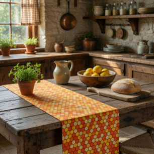 Hexagonal Bee-Themed Short Table Runner