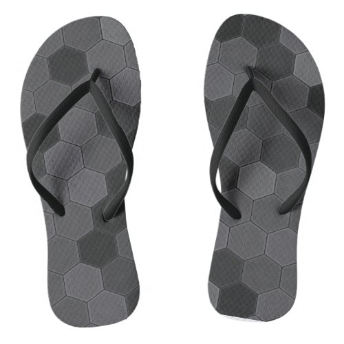 Hexagonal Black  Dark Grey Flip Flops
