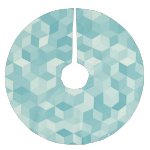 Hexagonal Blue Seamless Pattern Brushed Polyester Tree Skirt