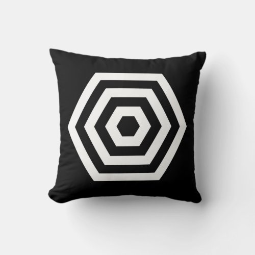 Hexagonal Geometric Shape on Black Throw Pillow