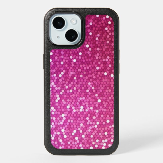 Hexagonal Glitter Rainbow Gradient iPhone 15 Case (Back)