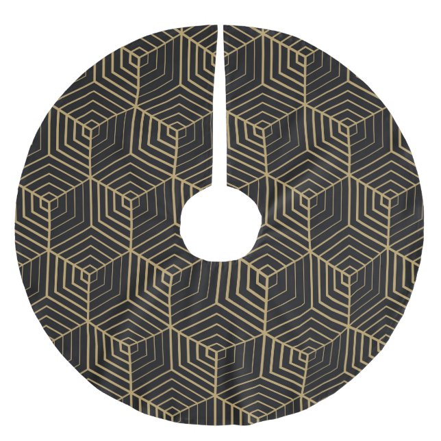 Hexagonal Harmony: Art Deco Elegance Brushed Polyester Tree Skirt (Front)