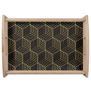 Hexagonal Harmony: Art Deco Elegance Serving Tray