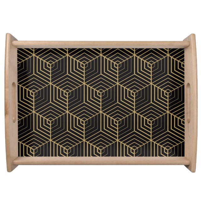 Hexagonal Harmony: Art Deco Elegance Serving Tray (Front)