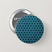 Hexagonal Hexagon Pattern Deep Blue Button (Front & Back)