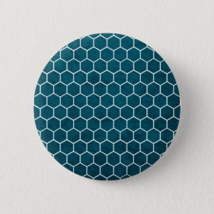 Hexagonal Hexagon Pattern Deep Blue Button