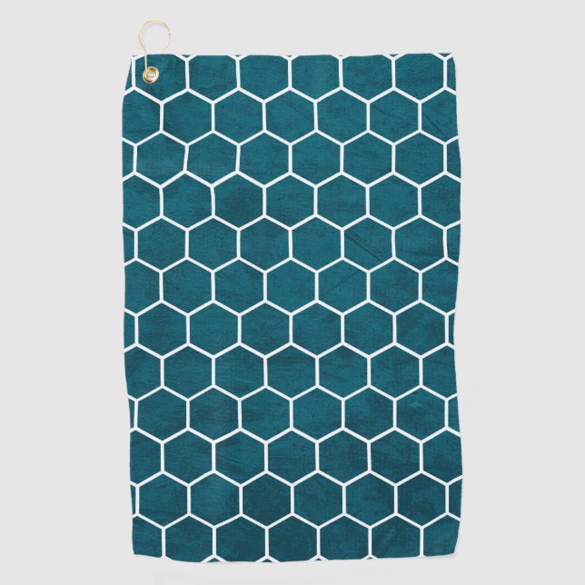 Hexagonal Hexagon Pattern Deep Blue Golf Towel (Front)