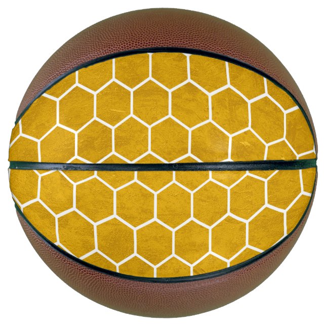 Hexagonal Hexagon Pattern Yellow Basketball (Front)