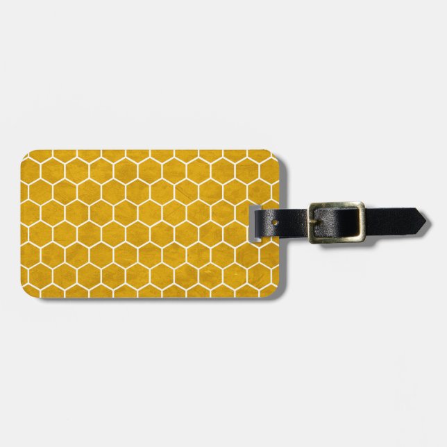 Hexagonal Hexagon Pattern Yellow Luggage Tag (Front Horizontal)
