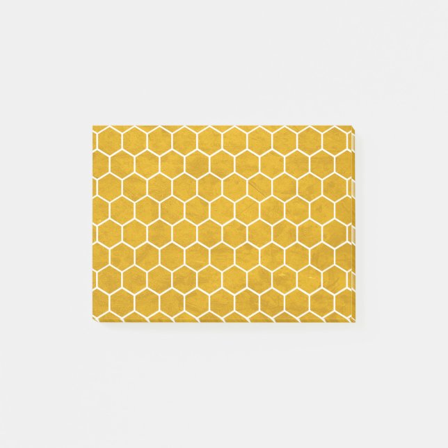 Hexagonal Hexagon Pattern Yellow Post-it Notes (Front)