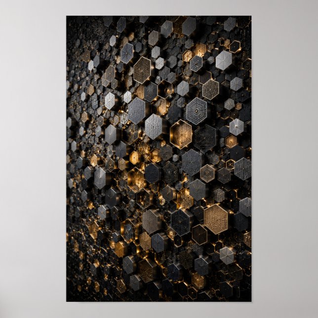 Hexagonal Hive Micro Mosaic Wall Art (Front)
