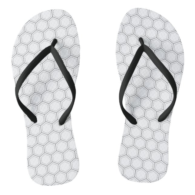 Hexagonal japanese traditional pattern black line flip flops (Footbed)