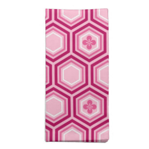 Hexagonal Kimono Print, Burgundy and Pink Napkin