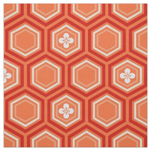 Hexagonal Kimono Print Mandarin Orange Fabric