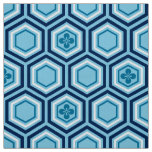 Hexagonal Kimono Print, Navy and Light Blue Fabric