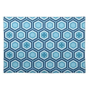 Hexagonal Kimono Print, Navy and Light Blue Placemat