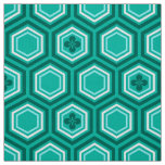Hexagonal Kimono Print, Turquoise and White Fabric