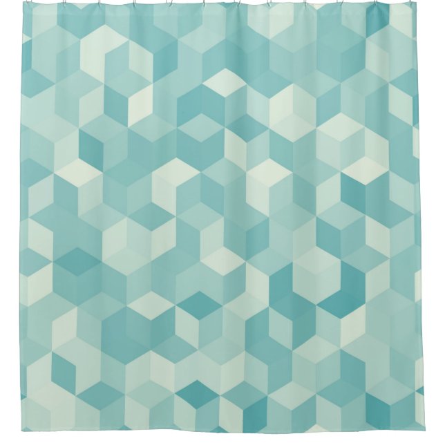 Hexagonal light blue seamless pattern shower curtain (Front)