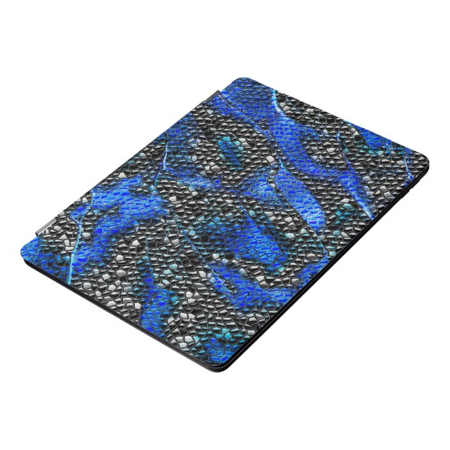 Hexagonal mosaic or fish scaly gray and royal blue iPad pro cover (Side)