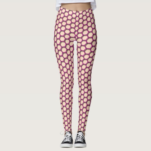 Hexagonal Pink Fishnets Leggings (Front)