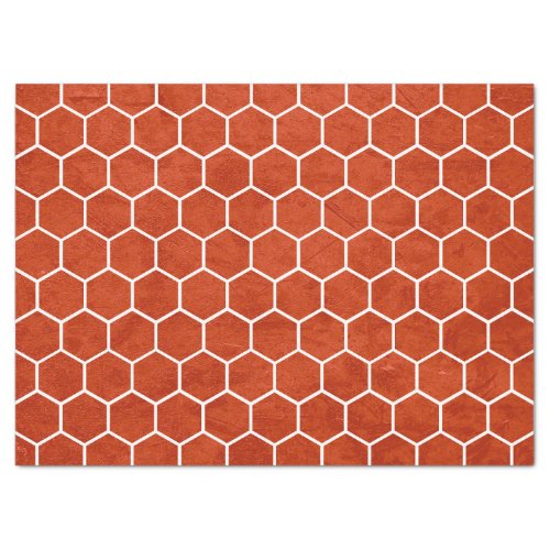 Hexagonal Textured Pattern Rustic Barn Red Tissue Paper