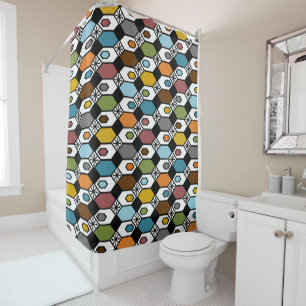 Hexagons and Starbursts Shower Curtain