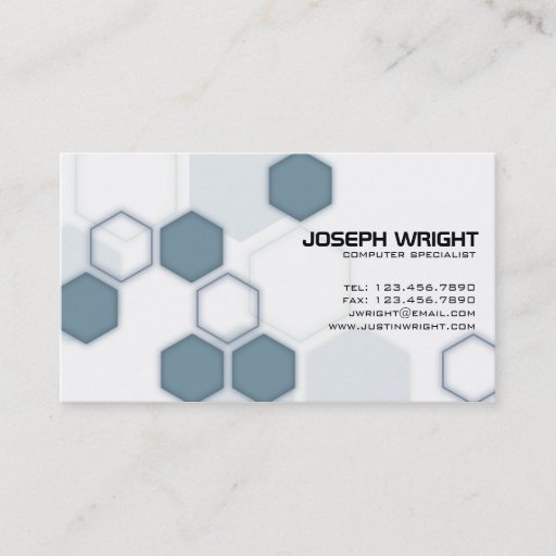 Customizable Hexagons - Blue Business Card Template
