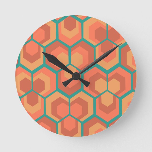 Hexagons Flowers  Round Clock (Front)