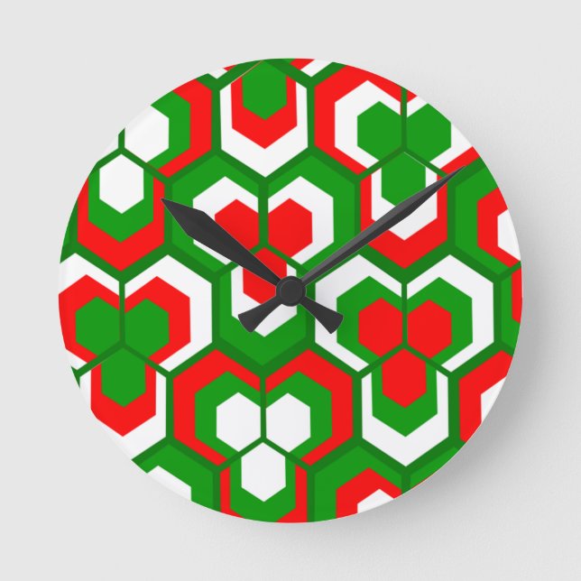 Hexagons Flowers  Round Clock (Front)