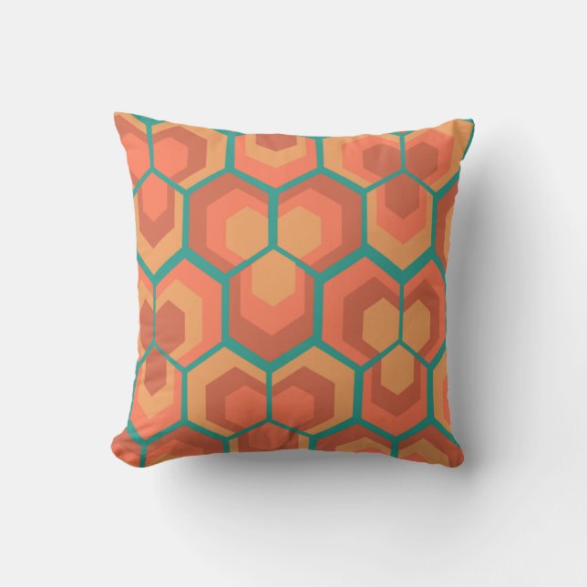 Hexagons Flowers Throw Pillow (Front)