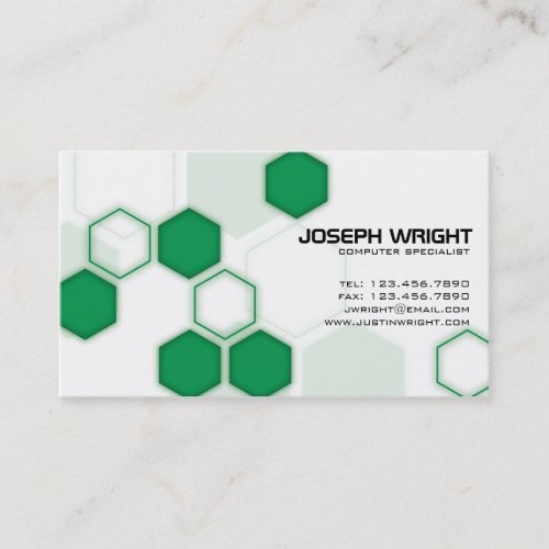 Hexagons - Green Business Cards