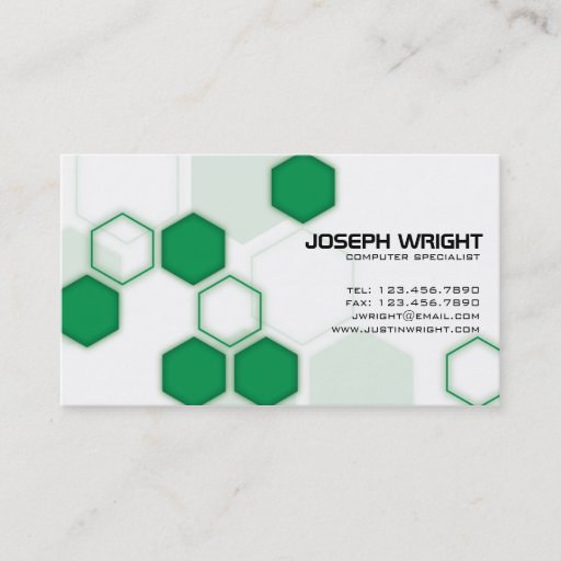Customizable Hexagons - Green Business Cards