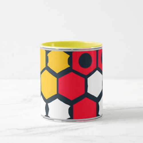 Hexagons of red and yellow Mug